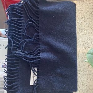 YSL Saint Laurent Wool Scarf Navy Blue